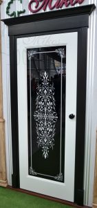 Drzwi wewnętrzne ZOSIA SC czarno białe z szybą ornamentową